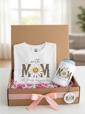 Mom gift set t-shirt, matching keychain and free can cooler sleeve . Great gift
